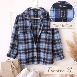 Forever 21 Navy and Light Blue Checkered Jacket